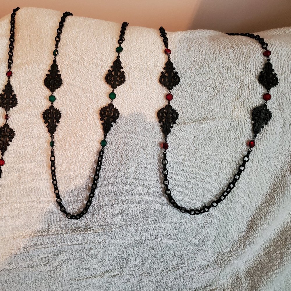 36" lot of 3 black necklaces